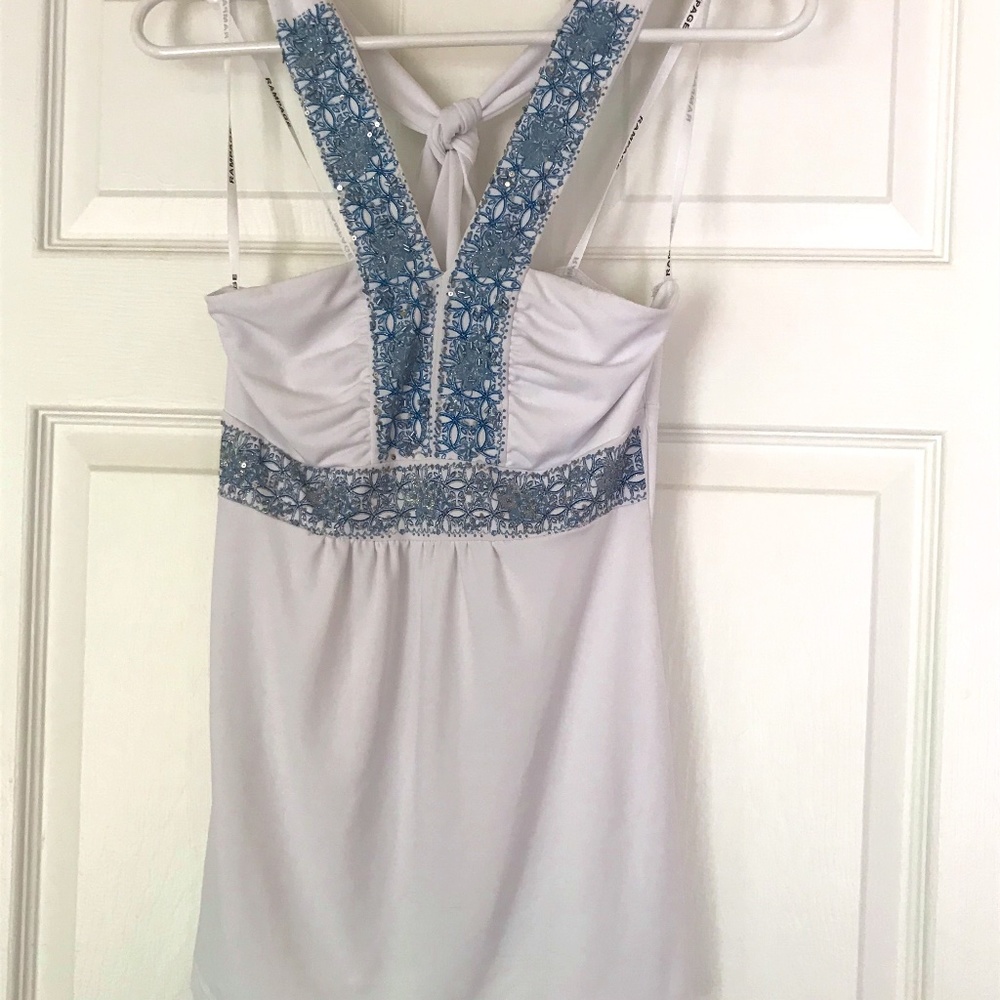 Rampage White Beaded V-neck Tank